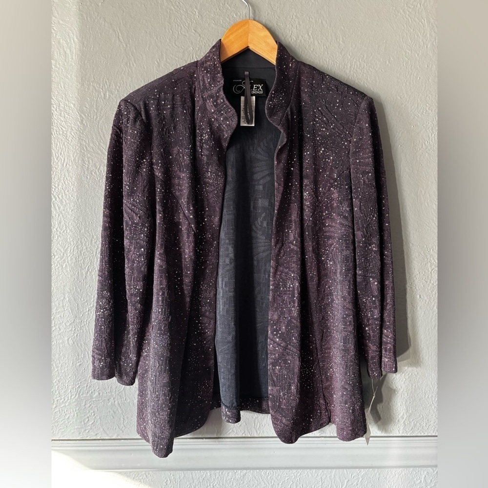 Alex Evenings | Glitter Evening Jacket | 18W | Dark Gray